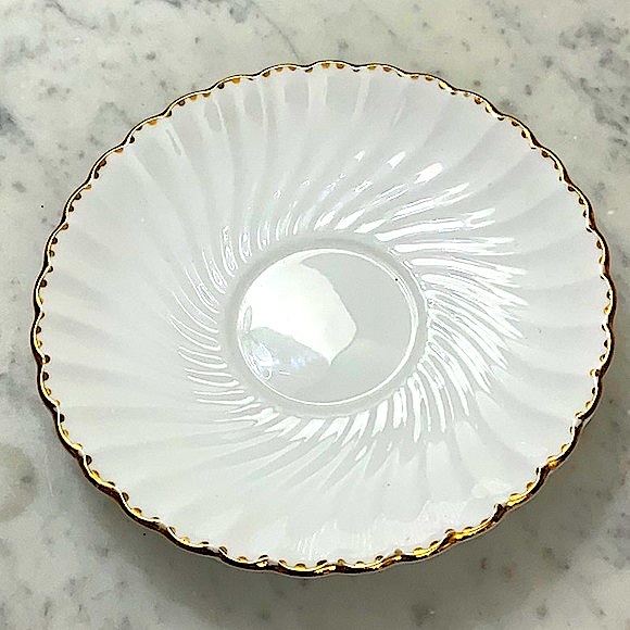 OLD GRECIAN FLUTE GOLD CUP & SAUCER SET VINTAGE GLADSTONE MADE IN ENGLAND BONE - Picture 14 of 16